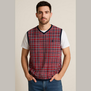 Polo Golf Ralph Lauren Vest Large Red Navy Plaid
